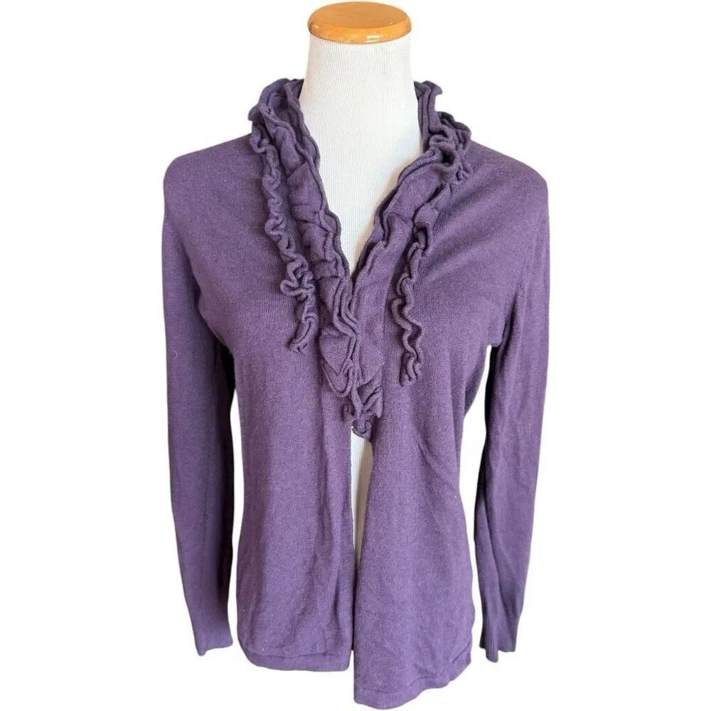 Womens Merona Lavender Open Ruffle Detail Cardigan Sweater - Sz XXL